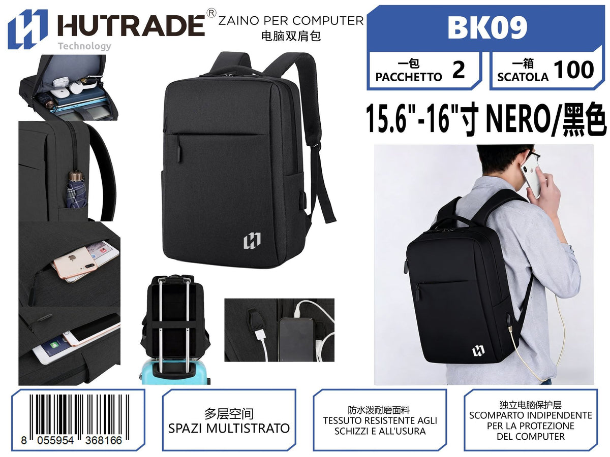 BK09 ZAINO PER COMPUTER MULTIFUNZIONE GRIGIO