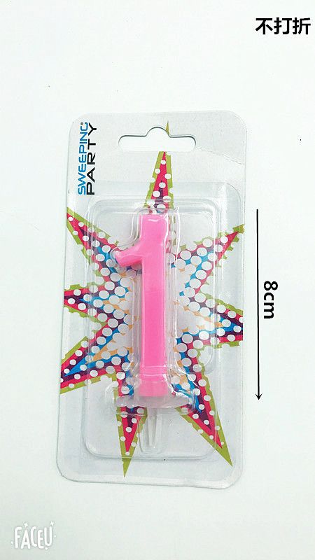 Candelina 9 cm Nr.1 Colore Rosa