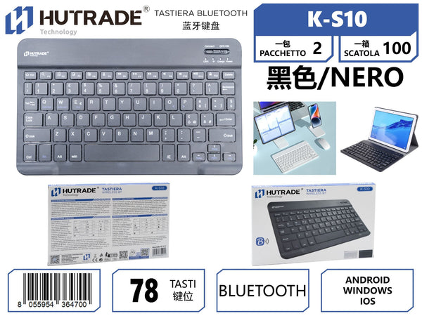 K-S10 TASTIERA WIRELESS/BLUETOOTH PER SMARTPHONE E TABLET