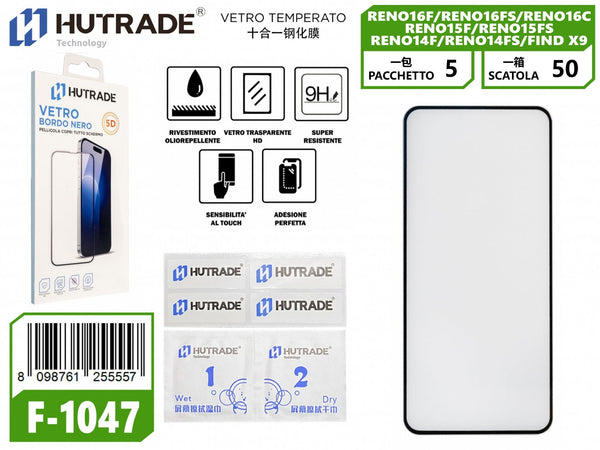 F-1047 PELLICOLA DI VETRO 5D OPPO RENO 16F/16FS/RENO 16C/RENO 15F/RENO 15FS /RENO 14F/RENO 14FS/FIN