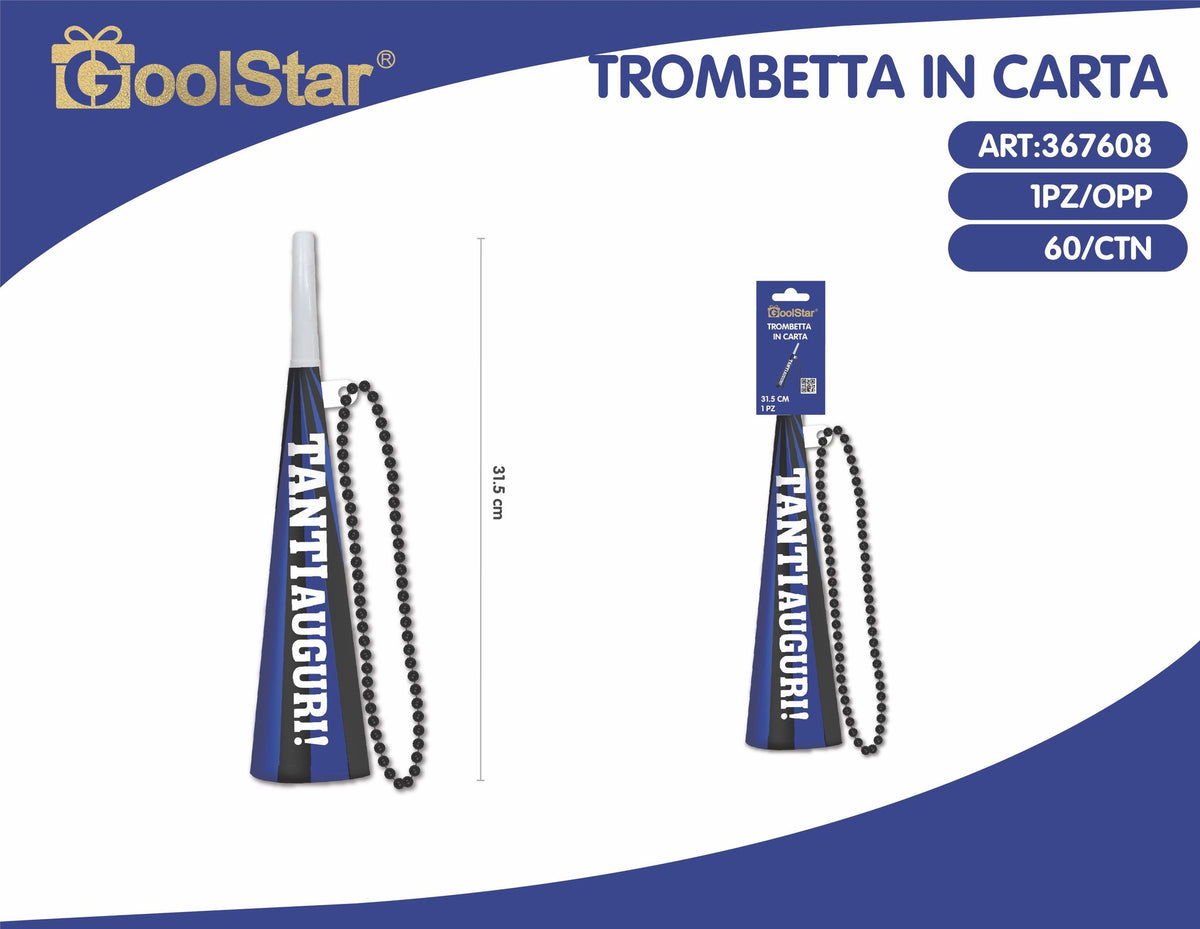 Trombetta per party, calcio blu e nero