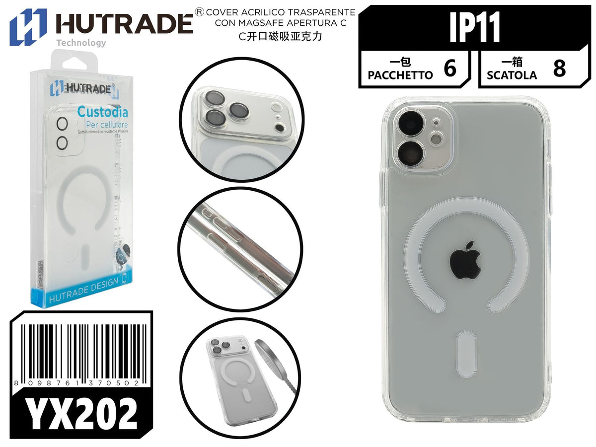YX-202 COVER ACRILICO TRASPARENTE CON MAGSAFE APERTURA C IP11