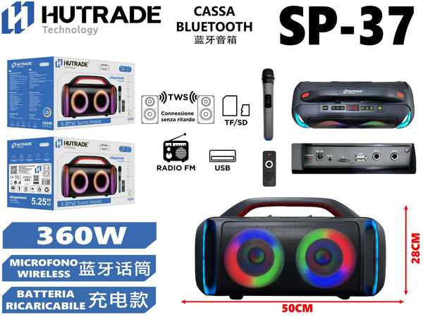 SP-37 CASSA BLUETOOTH CON MICROFONO /FM DA 360W