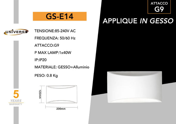 Applique In Gesso 1102 G9 Universo – GS-E14
