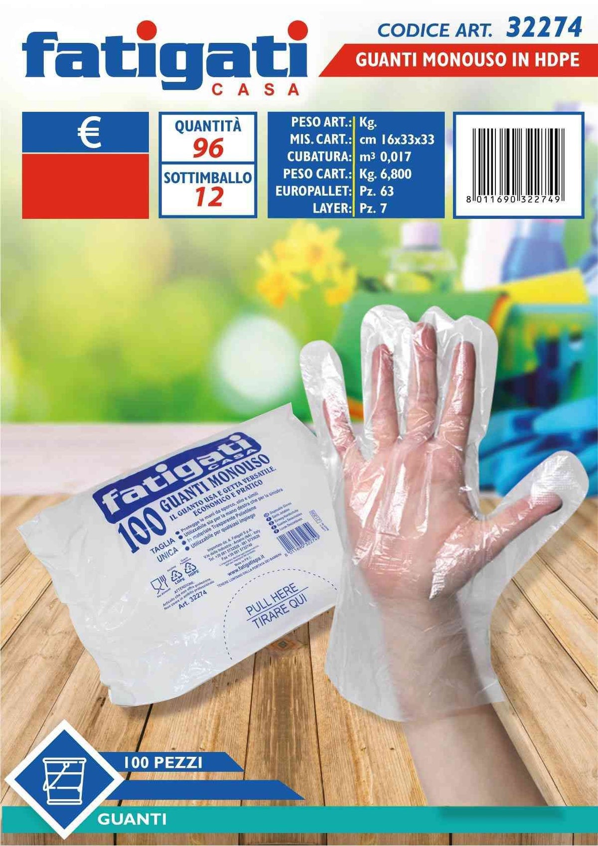 GUANTI MONOUSO 100 pz.IN HDPE