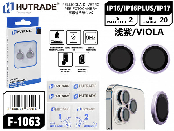 PELLICOLA DI VETRO PER FOTOCAMERA IP16/IP16PLUS/IP17 VIOLA