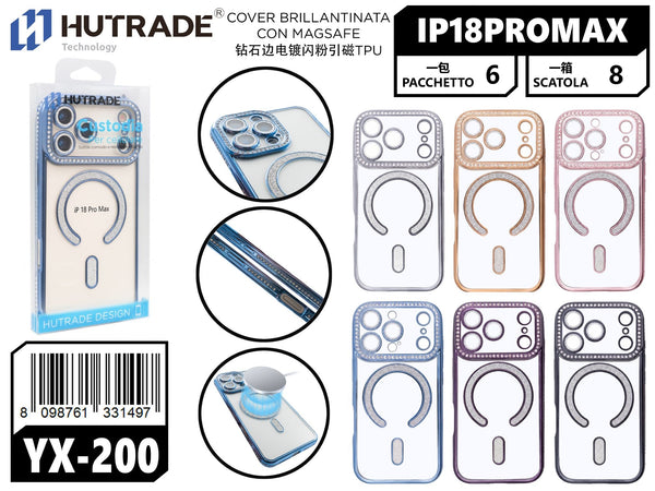 YX-200 COVER BRILLANTINATA CON MAGSAFE IP18 PRO MAX