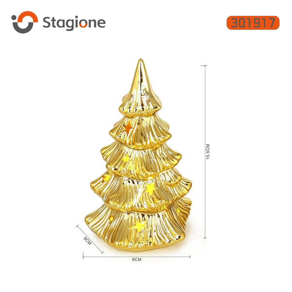 Albero decorativo dorato illuminato a livelli curvi