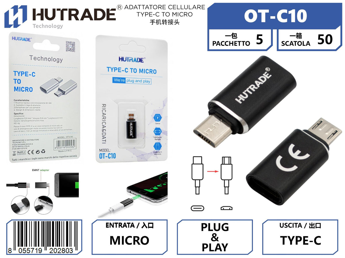 OT-C10 ADATTATORE CELLULARE TYPE-C TO MICRO