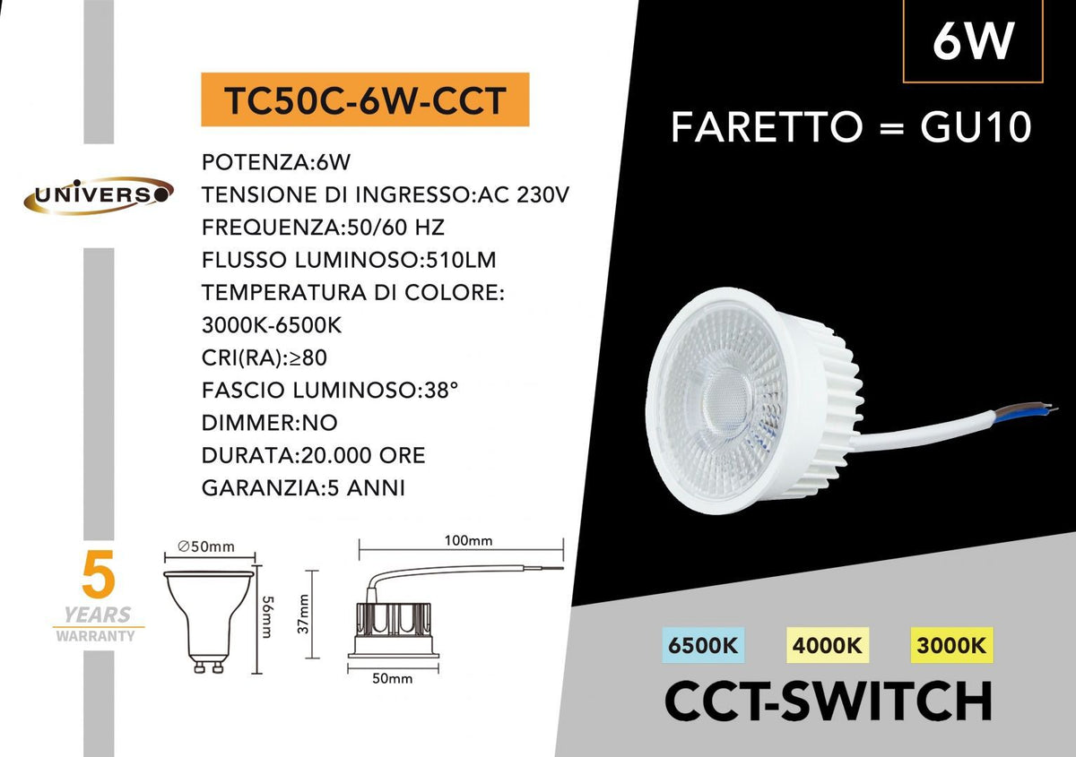 Lampadina LED Universo – TC50C-6W-CCT
