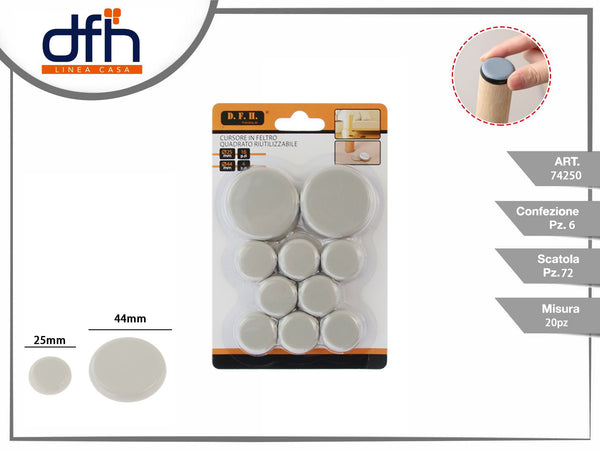 CURSORE IN FELTRO QUADRATO RIUTILIZZABILE 25 mm 16 pz 44 mm 4 pz