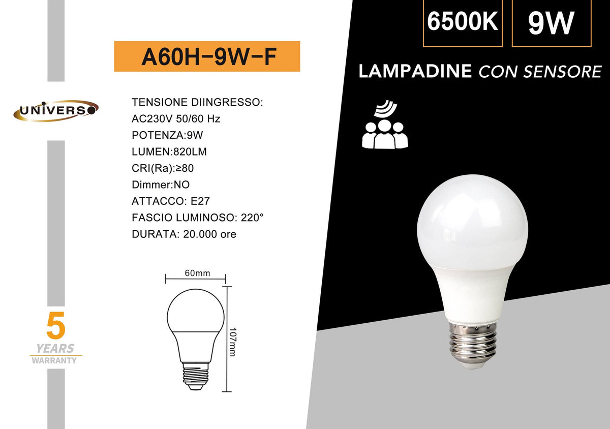 Lampadina LED E27 – A60H-9W-F