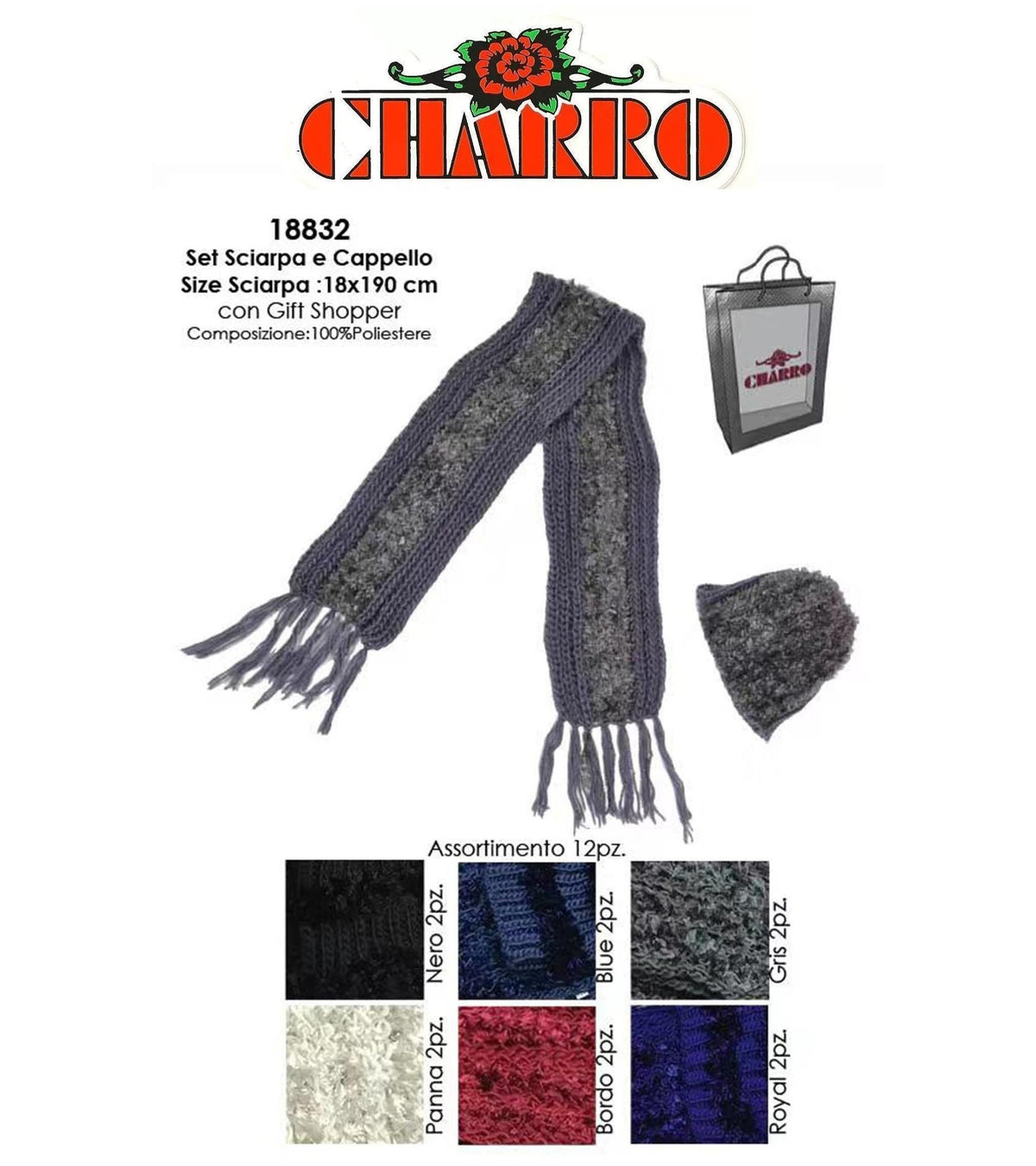 Charro 18832, set cappello e sciarpa