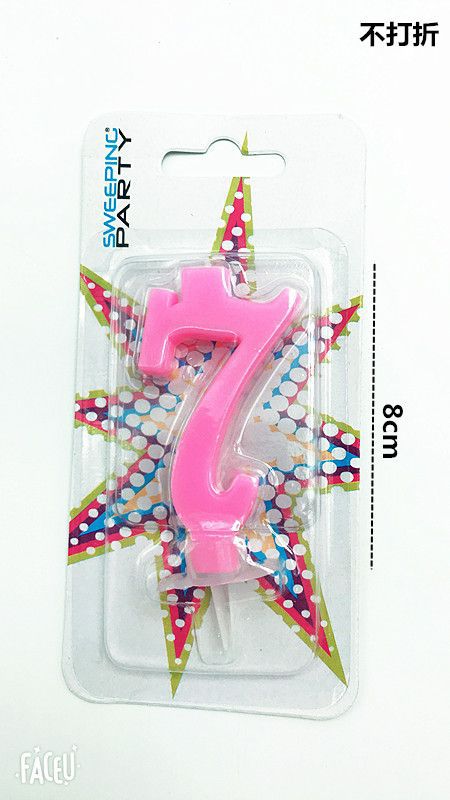 Candelina 9 cm Nr. 7 Colore Rosa