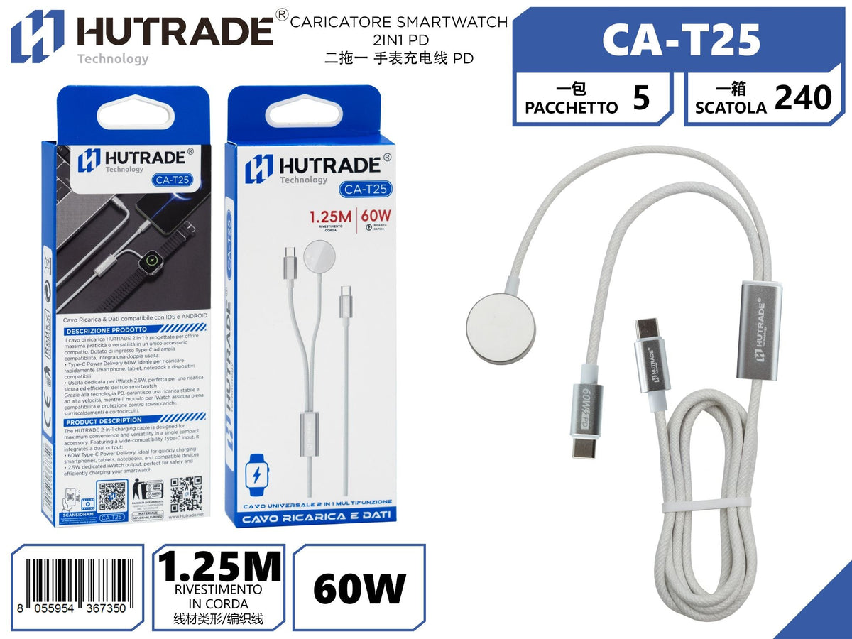 CA-T25 CARICATORE SMARTWATCH 2IN1 PD