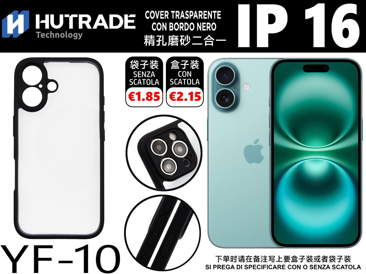 COVER TRASPARENTE CON BORDO NERO IP16 – YF10 660011