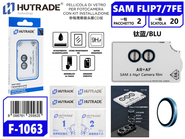 PELLICOLA DI VETRO PER FOTOCAMERA CON KIT INSTALLAZIONE SAM FLIP 7/7FE BLU
