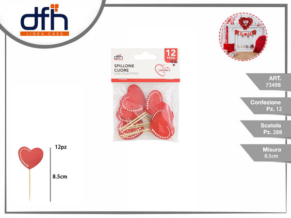 SPILLONE CUORE SAN VALENTINO 12 pz
