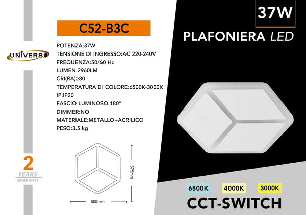 Lampada Da Soffitto Bianco Universo – C52-B3C