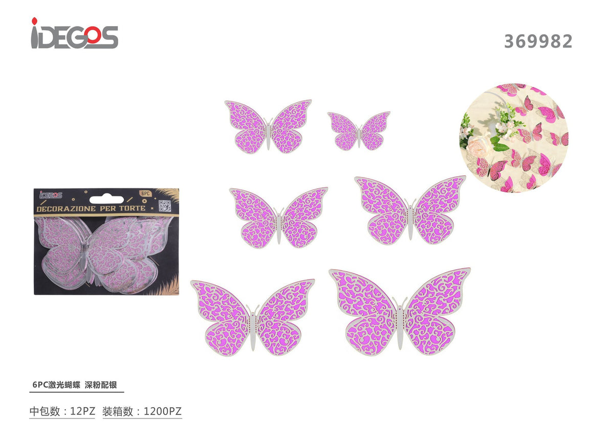 Farfalle decorative con effetto laser, 6 pezzi