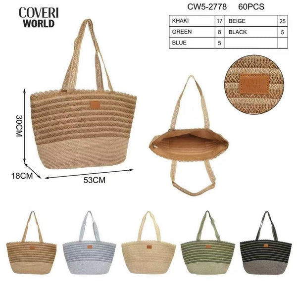 Coveri World, borsa mare intrecciata a fasce