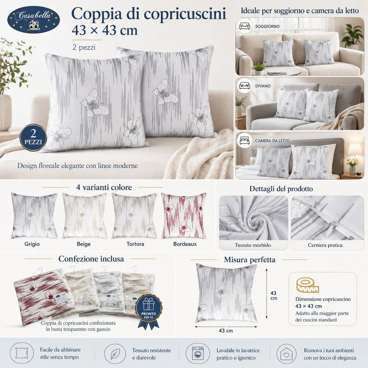 Fodera per cuscino arredo ANAIS