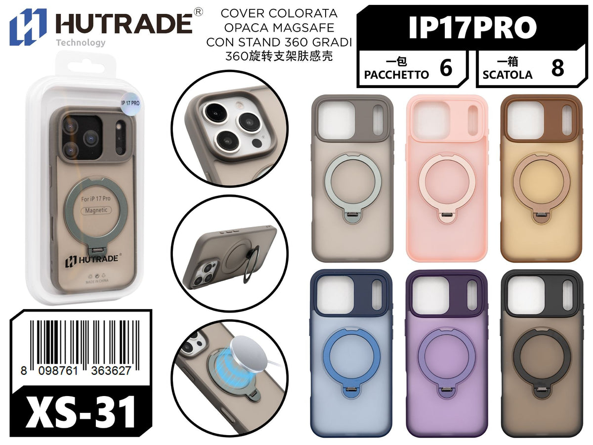 XS-31 COVER COLORATA OPACA MAGSAFE CON STAND 360 GRADI IP17PRO/IP18PRO