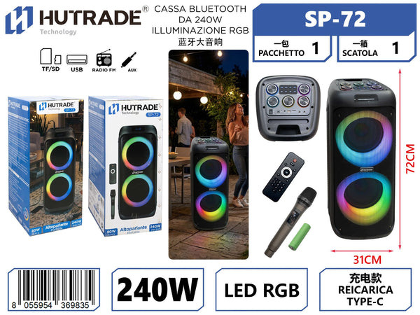 SP-72 CASSA BLUETOOTH DA 240W ILLUMINAZIONE RGB
