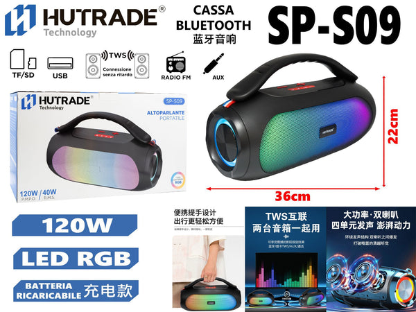 SP-S09 MINI CASSA BLUETOOTH CON RADIO 120W RGB