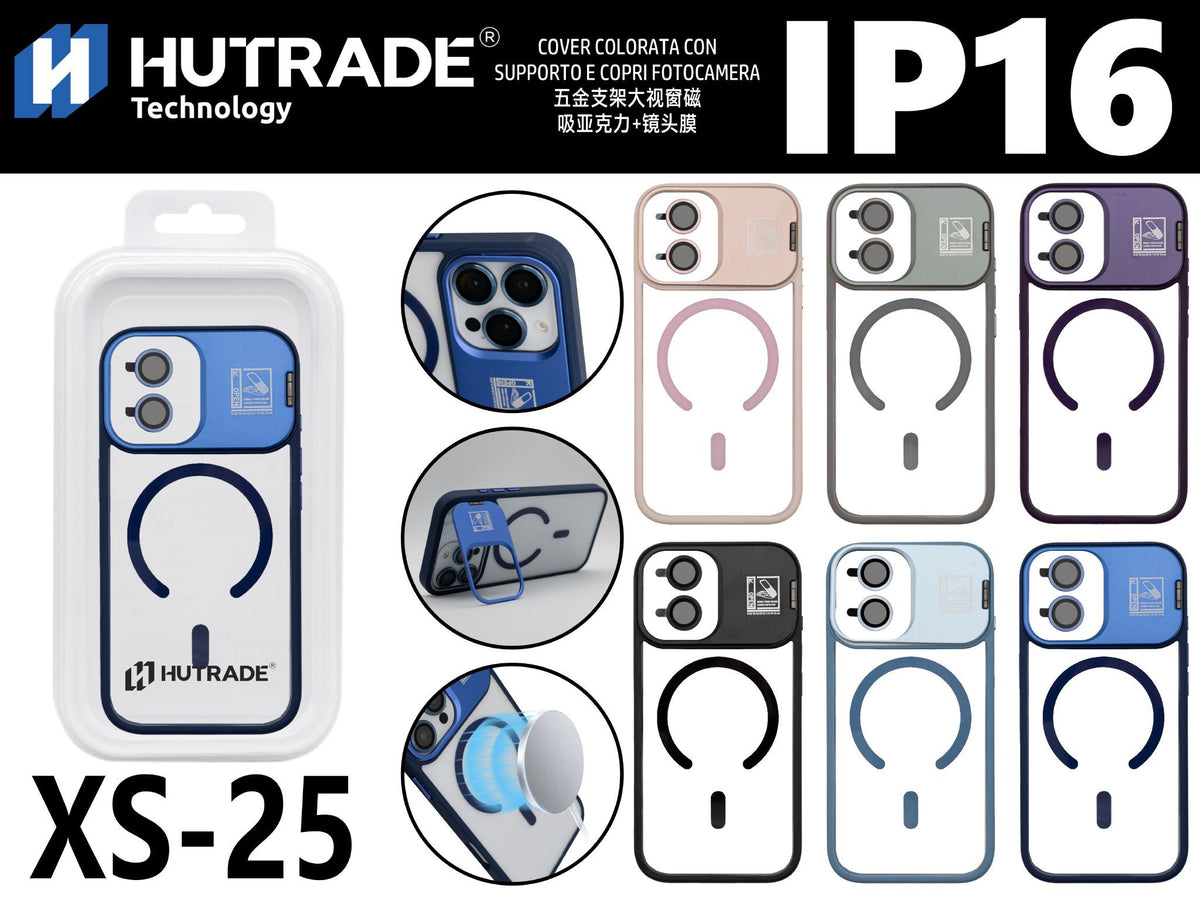 XS-25 COVER TRASPARENTE BORDO COLORATA MAGSAFE CON SUPPORTO IP16