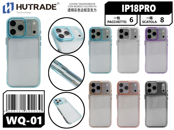 WQ-01 COVER TRASPARENTE CON BORDO COLORATA IP18 PRO