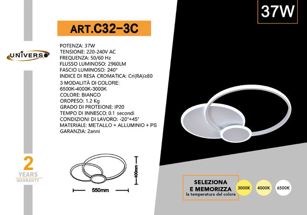 Lampada Da Soffitto Universo – C32-3C