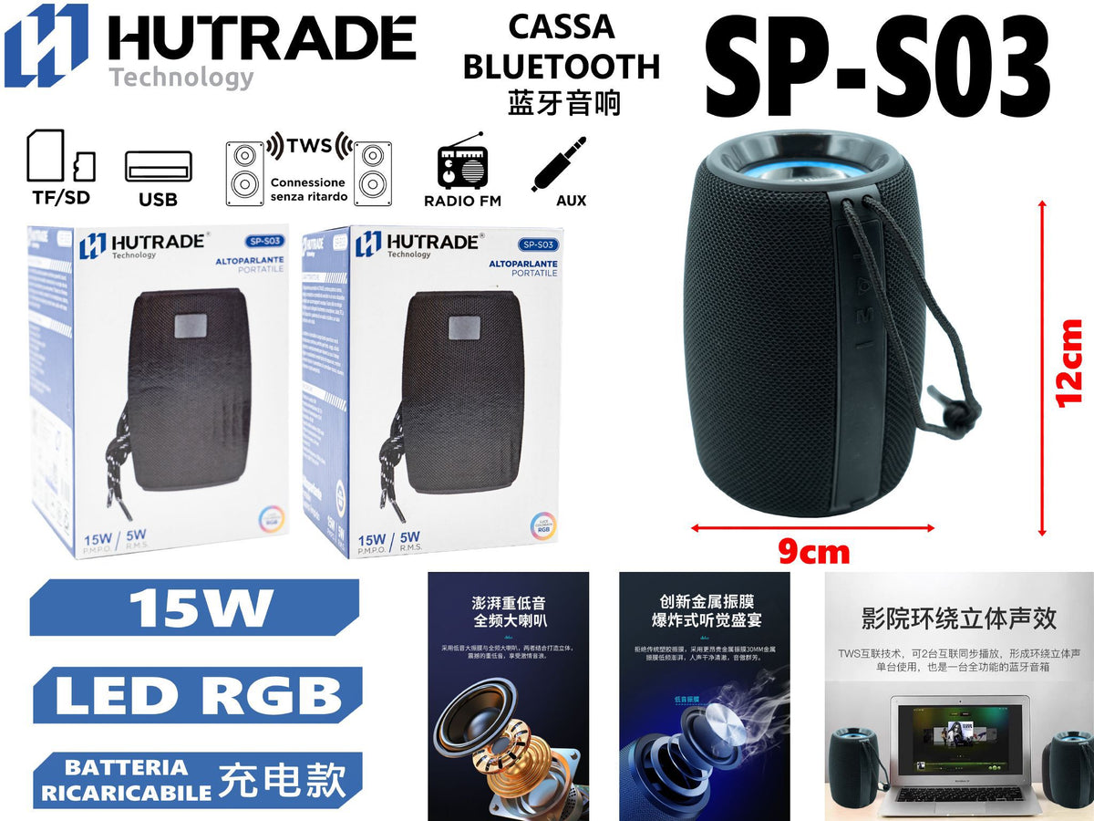 SP-S03 PICCOLA CASSA BLUETOOTH DA 15W