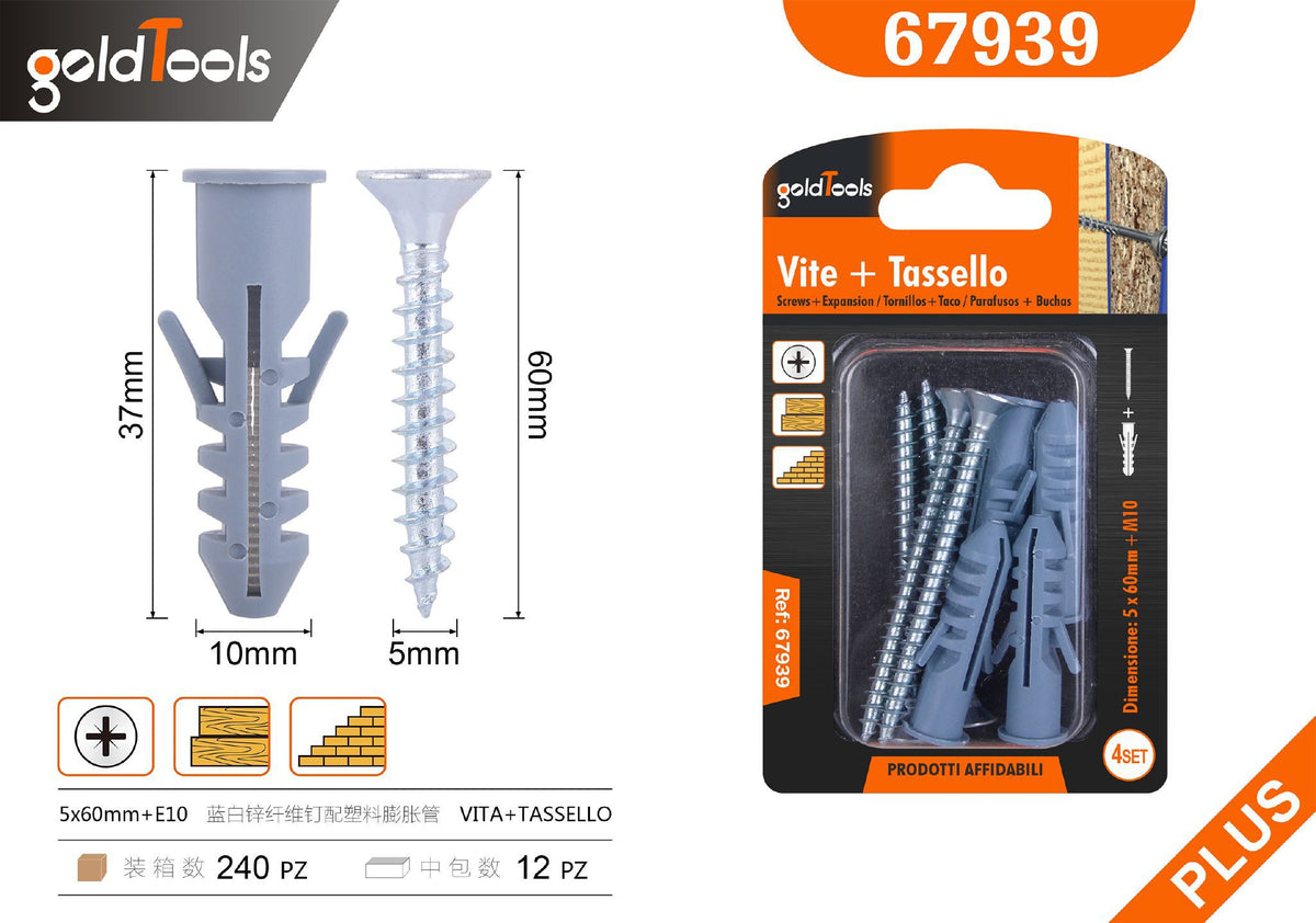 Viti per legno con tasselli GoldTools