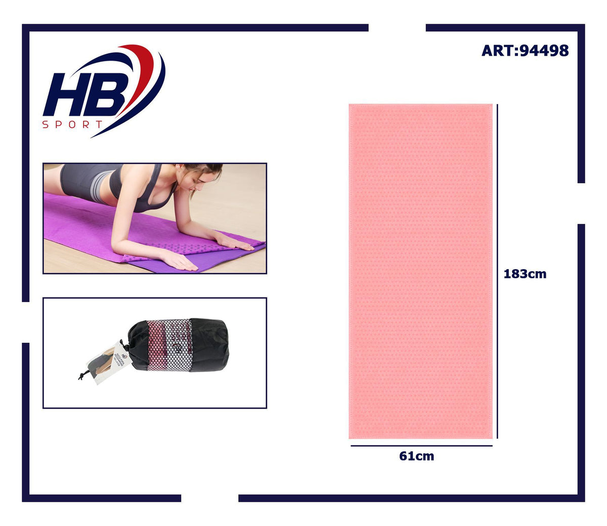 ASCIUGAMANO ANTISCIVOLO PER YOGA 183×61 cm