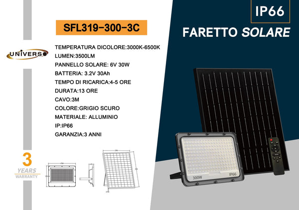 Faretto Solare Universo – SFL319-300-3C