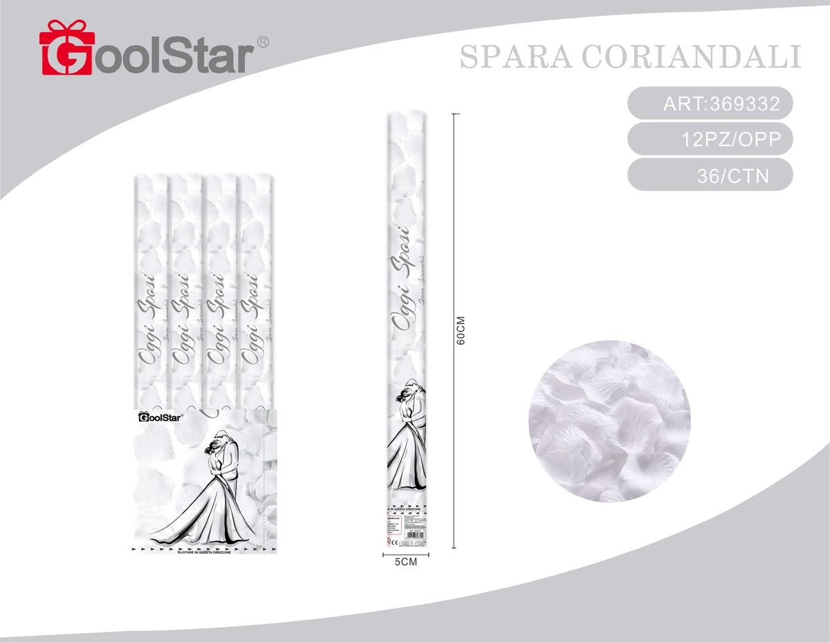 Sparacoriandoli con petali bianchi in tessuto, 60 cm