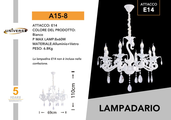 Lampadario Da Soffitto 8*E14 Universo – A15-8