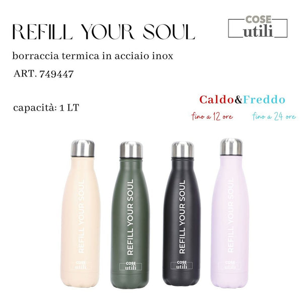 Borraccia termica in acciaio inox 1.000 ml — colori assortiti