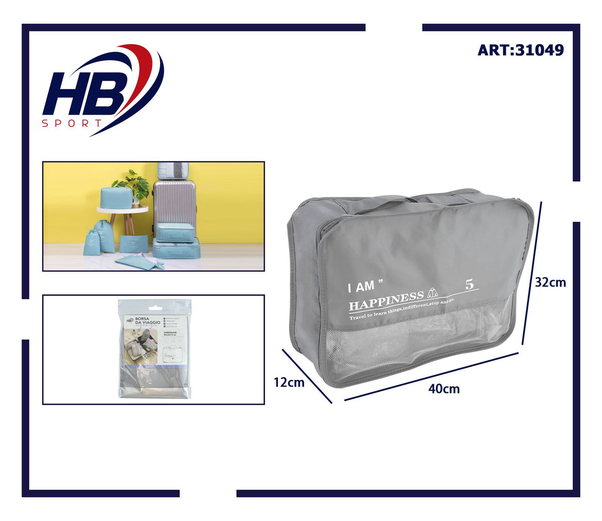 BORSA DA VIAGGIO 40 × 32 × 12 cm