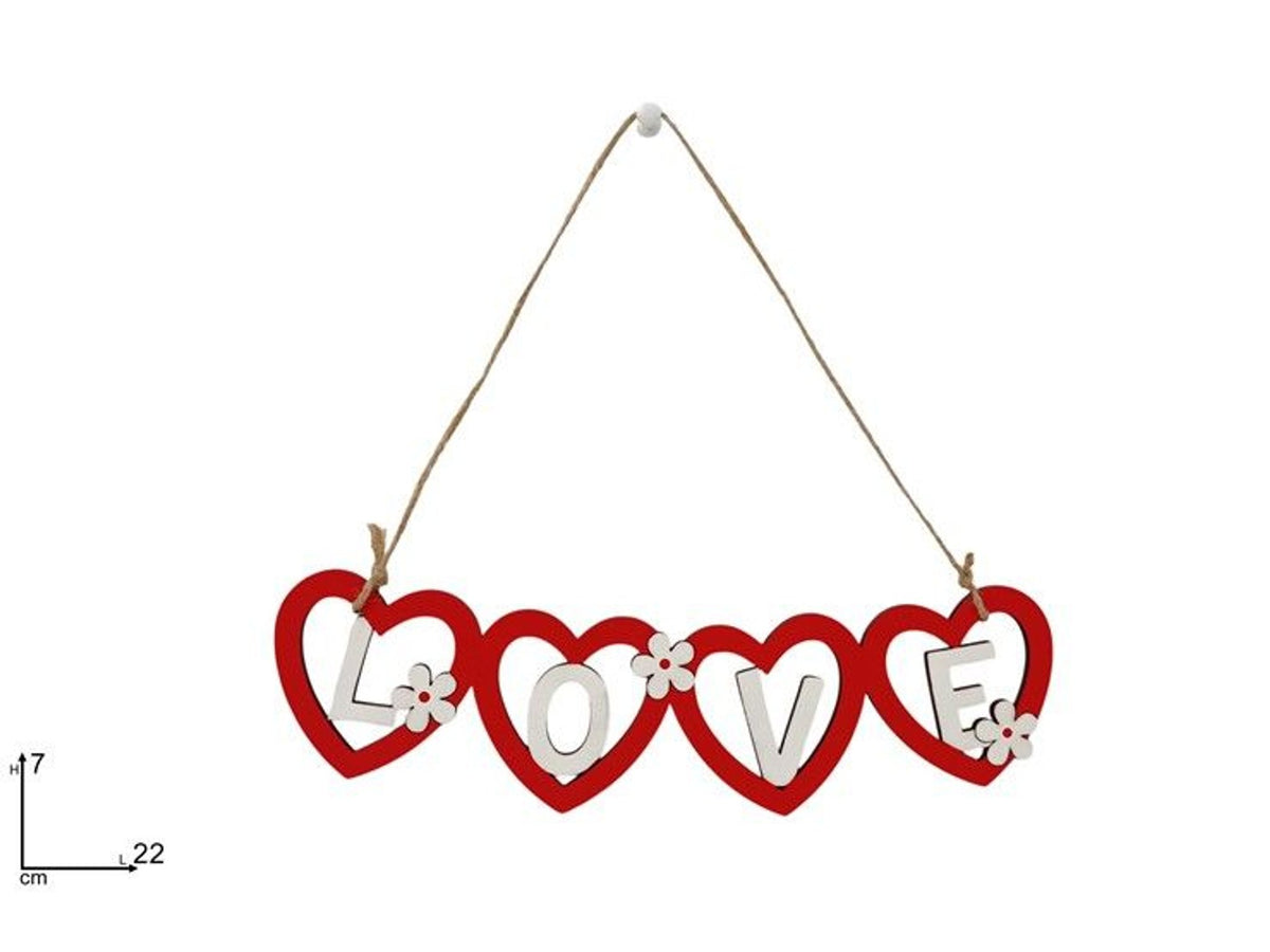 Appendino cuori c/scritta love in legno