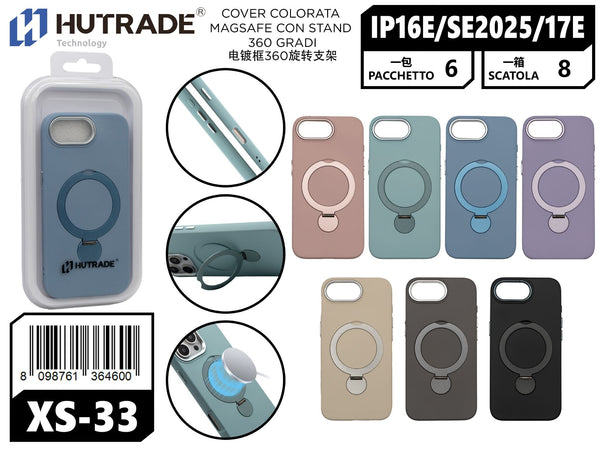 XS-33 COVER COLORATA MAGSAFE CON STAND 360 GRADI IP16E/SE 2025/17E