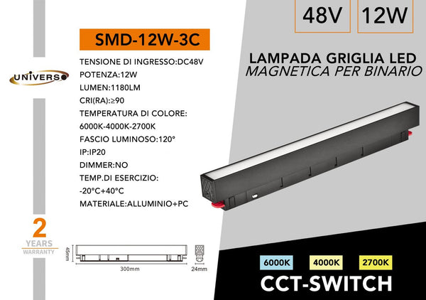 Lampada A Griglia LED Magnetico Universo – SMD-12W-3C