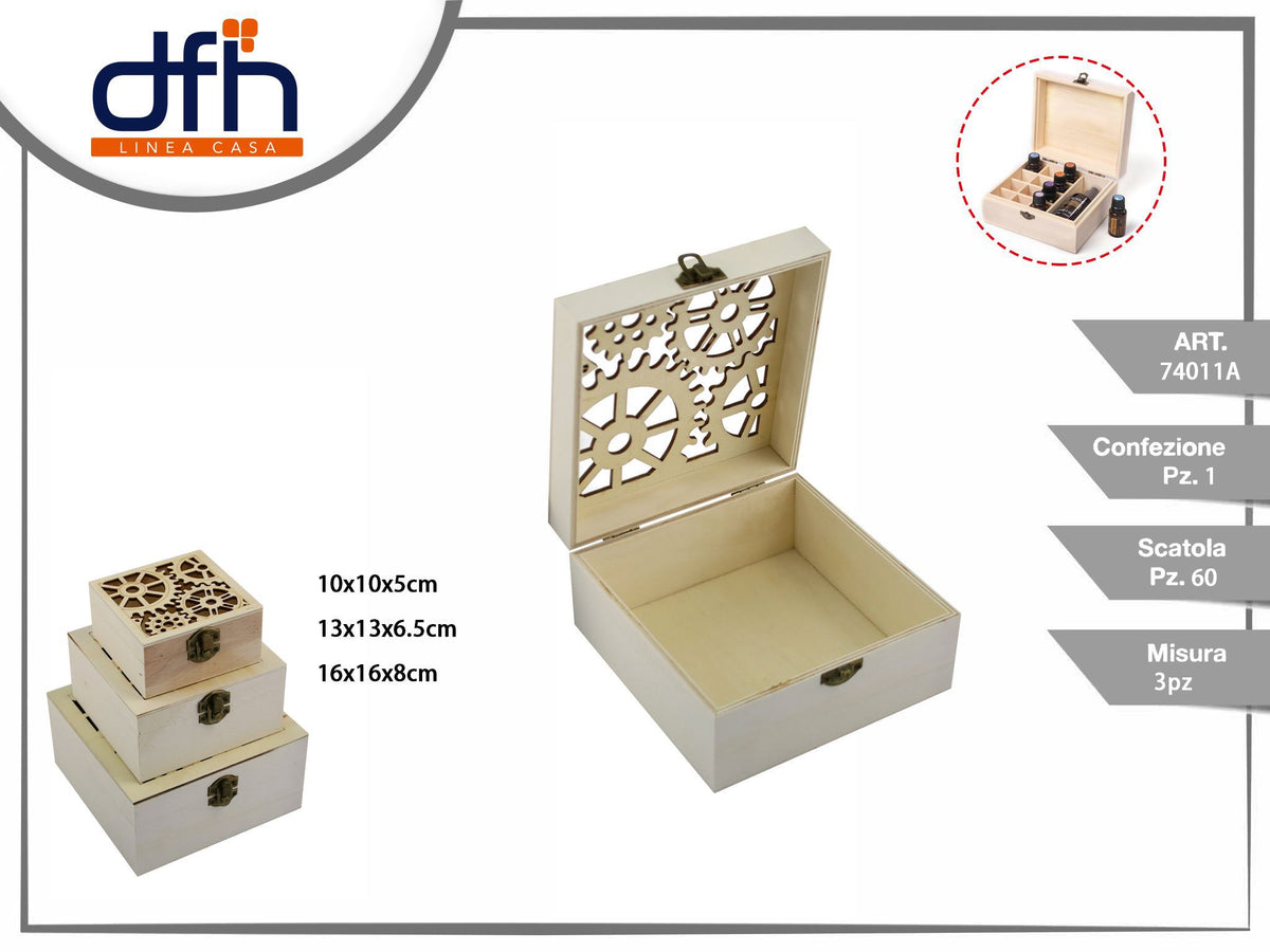 SCATOLA DI LEGNO 3 pz