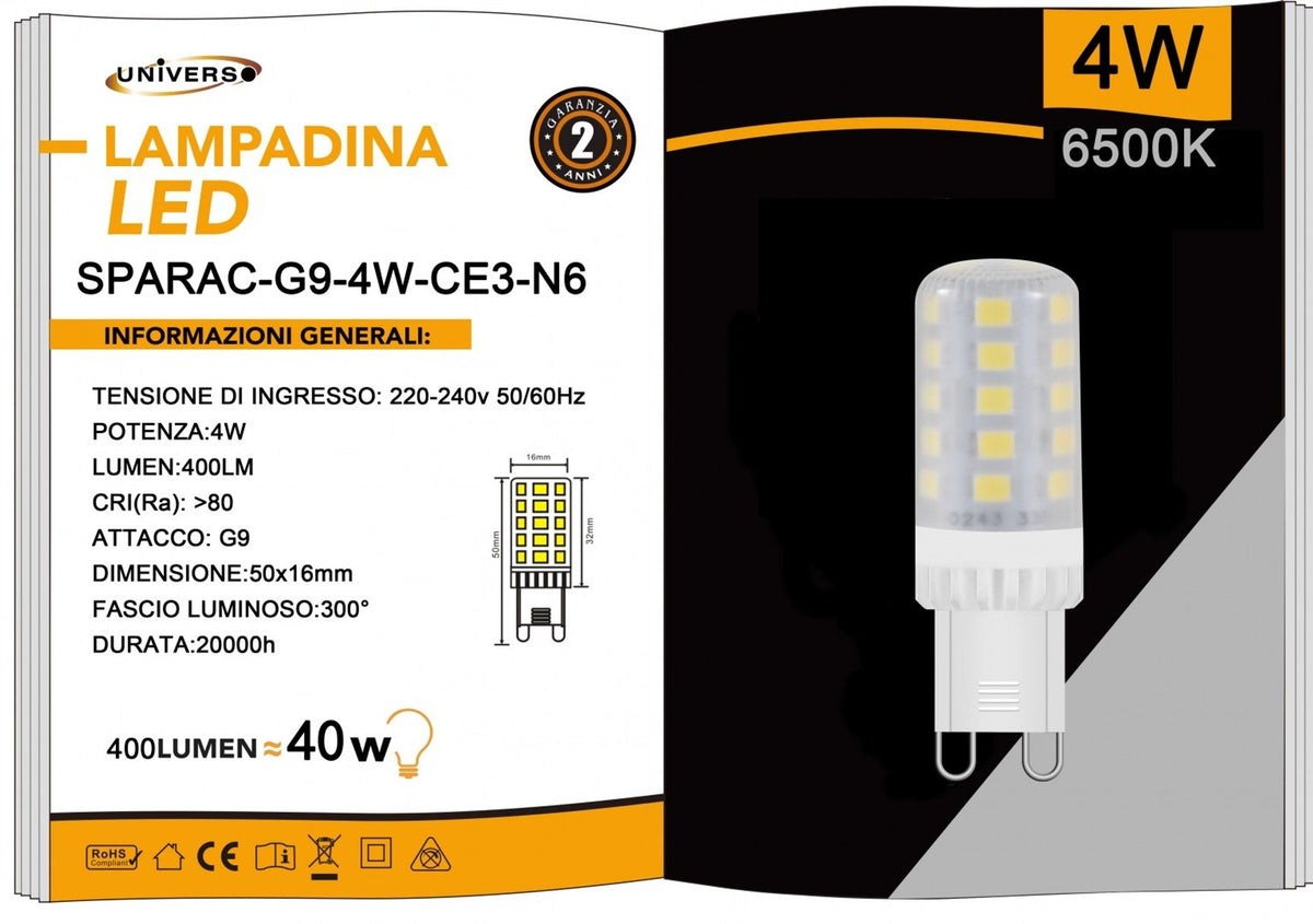 Lampadina LED G9 Universo – SPARAC-G9-4W-CE3-N6