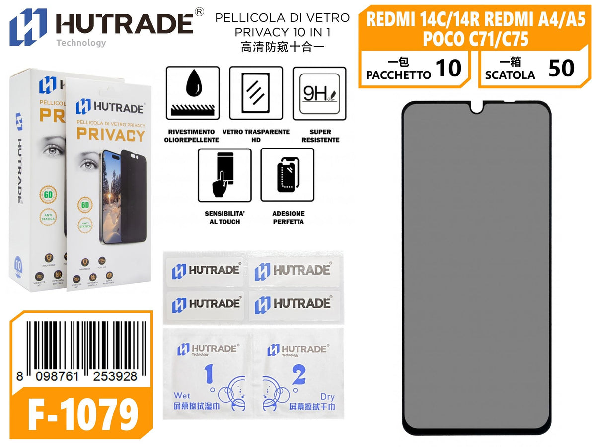 PELLICOLA DI VETRO PRIVACY 10IN1 REDMI 14C/14R REDMI A4/A5 POCO C71/C75 – F1079 202322