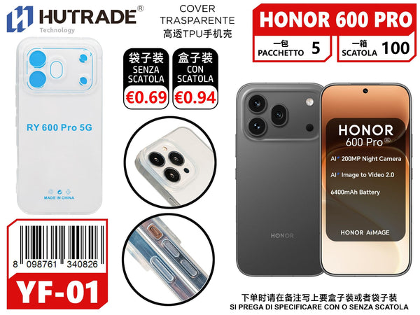COVER TRASPARENTE HONOR 600 PRO – YF01 012037