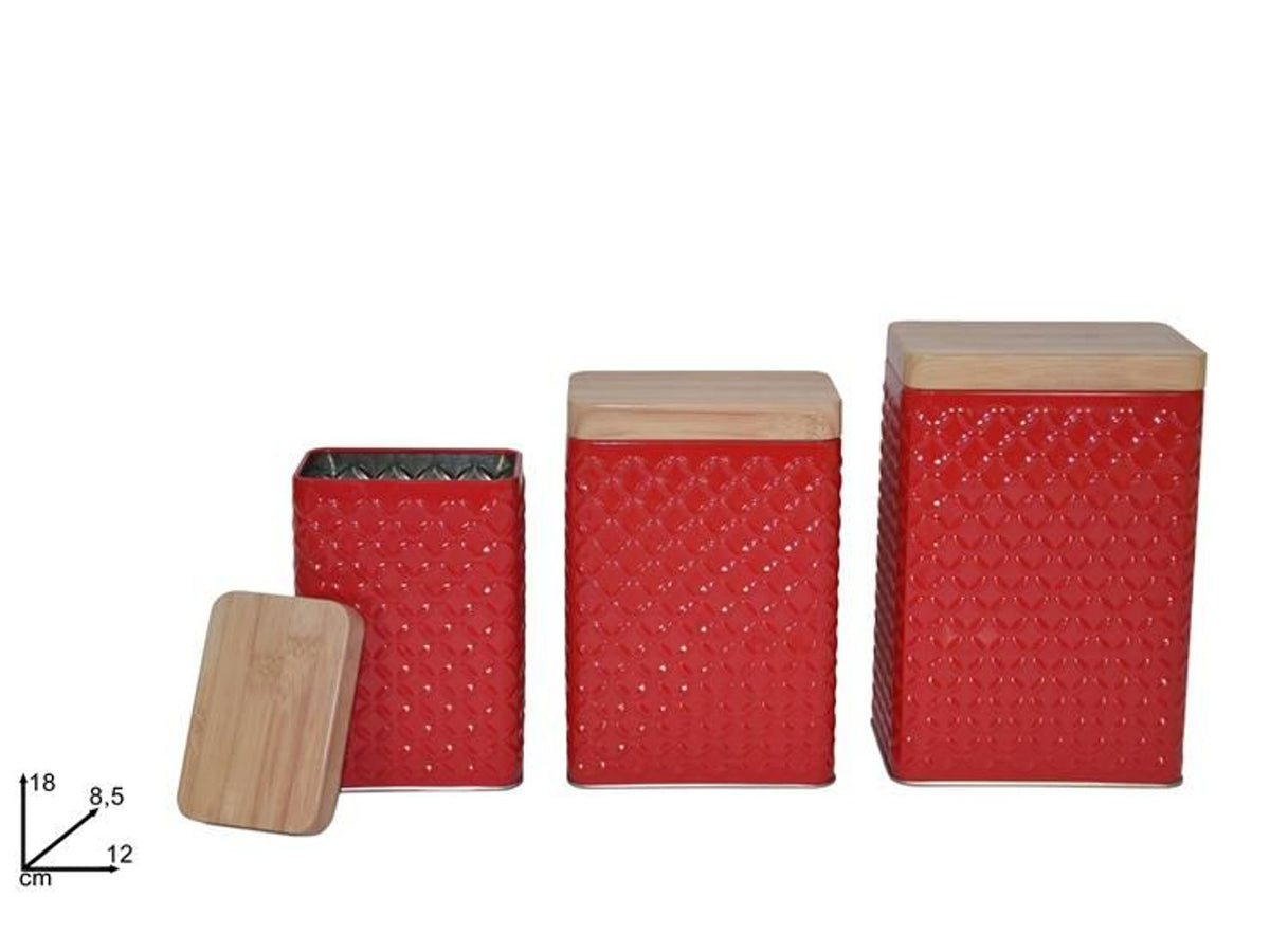 Barattolo rett in latta st 3mis rossc/cop ef legn tm04193s/rbamboo lid