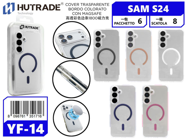 YF-14 COVER TRASPARENTE BORDO COLORATO CON MAGSAFE SAM S24