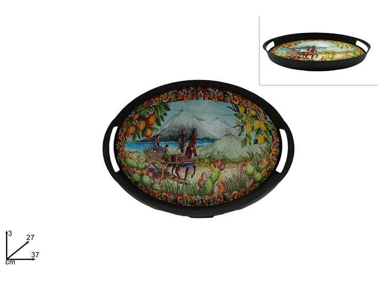 VASSOIO PLASTICA OVALE 37 × 27 cm C/DISEGNO CARRETTO